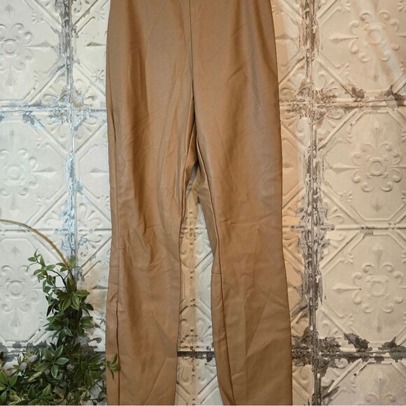 H&M Faux Leather Pull-On Leggings Tan Color Size 4 - Picture 3 of 11